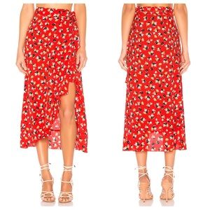 Faithfull the Brand Celeste Wrap Skirt Red Jasmine Floral 2